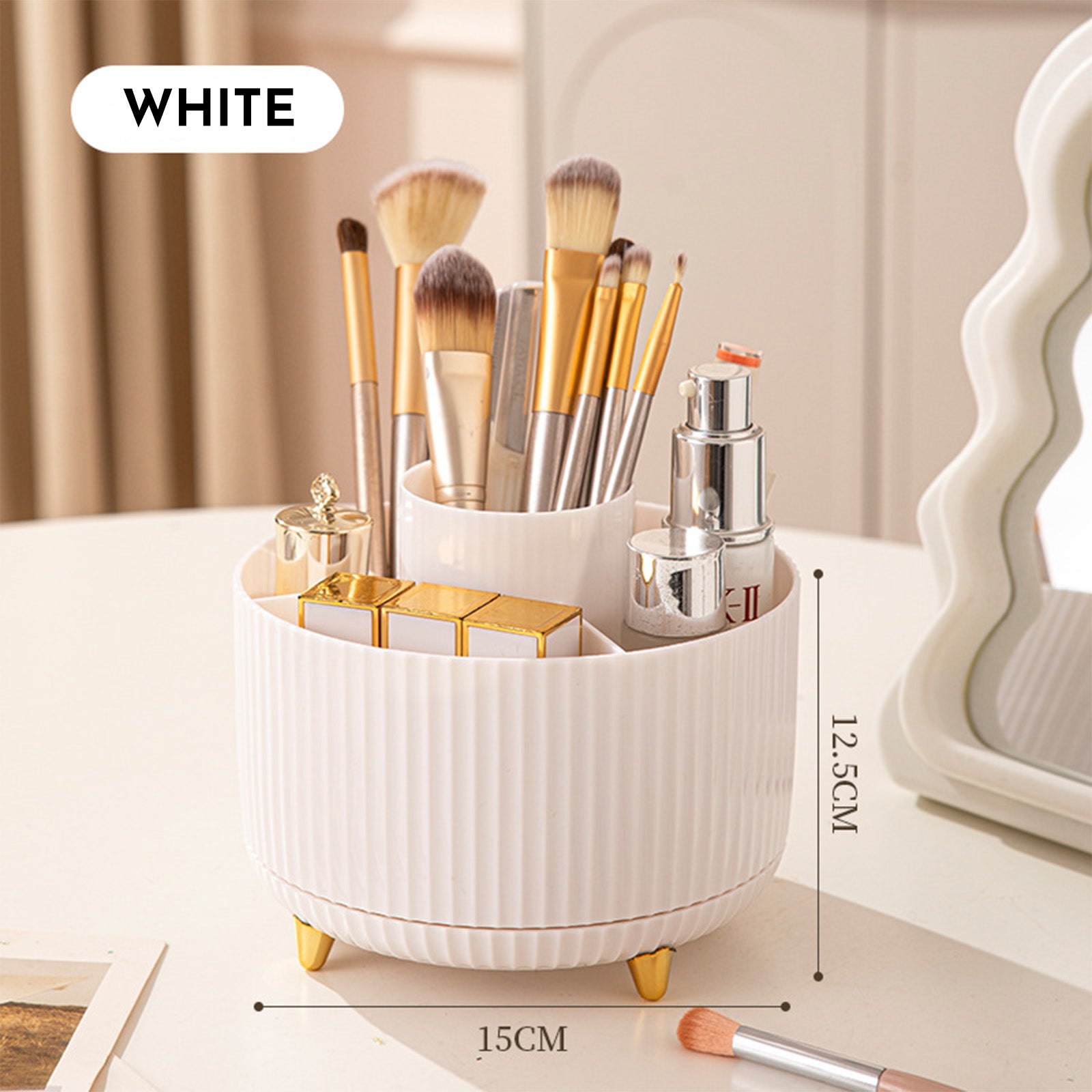 360° Beauty Organizer for Brushes, Skincare, and Cosmetic Storage