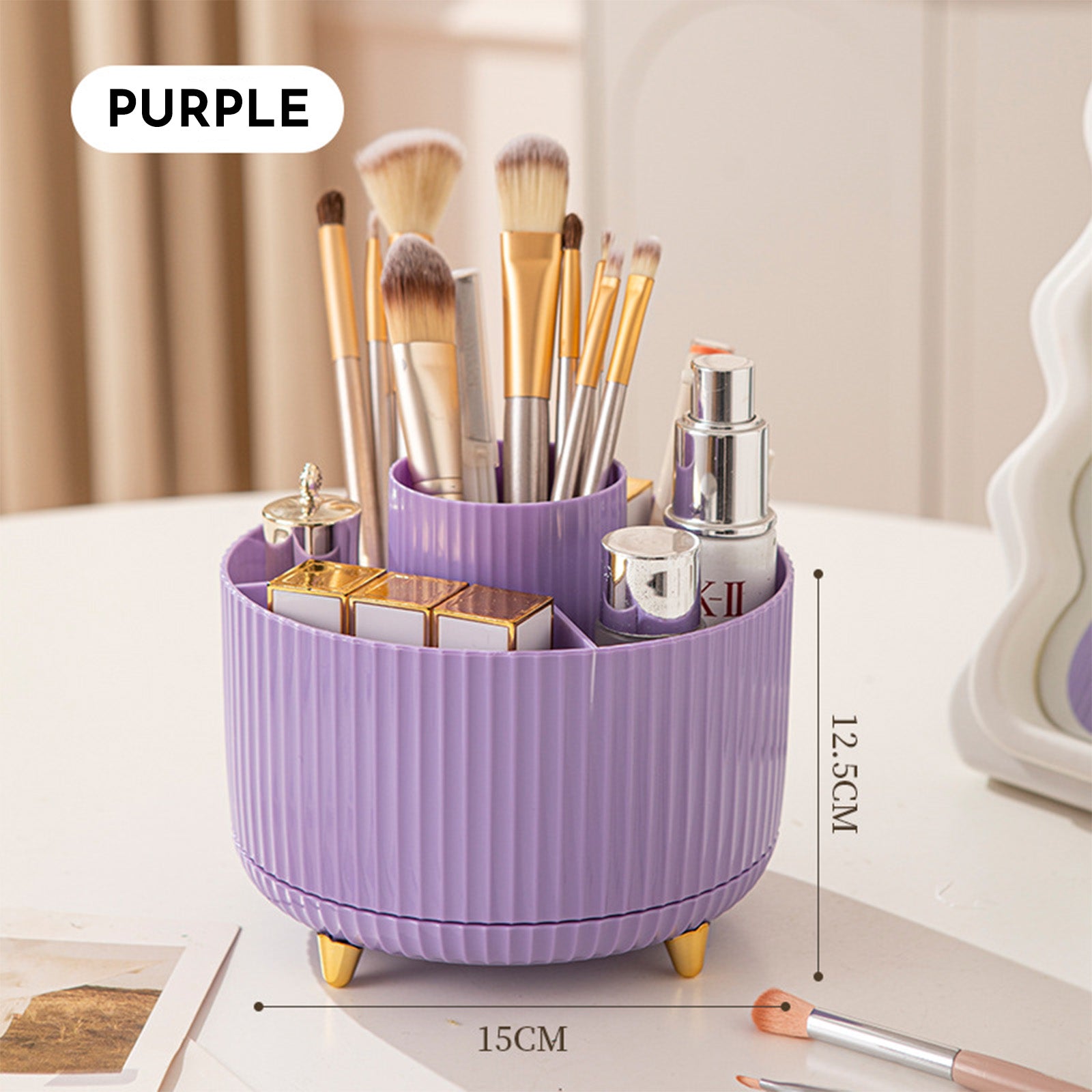 360° Beauty Organizer for Brushes, Skincare, and Cosmetic Storage