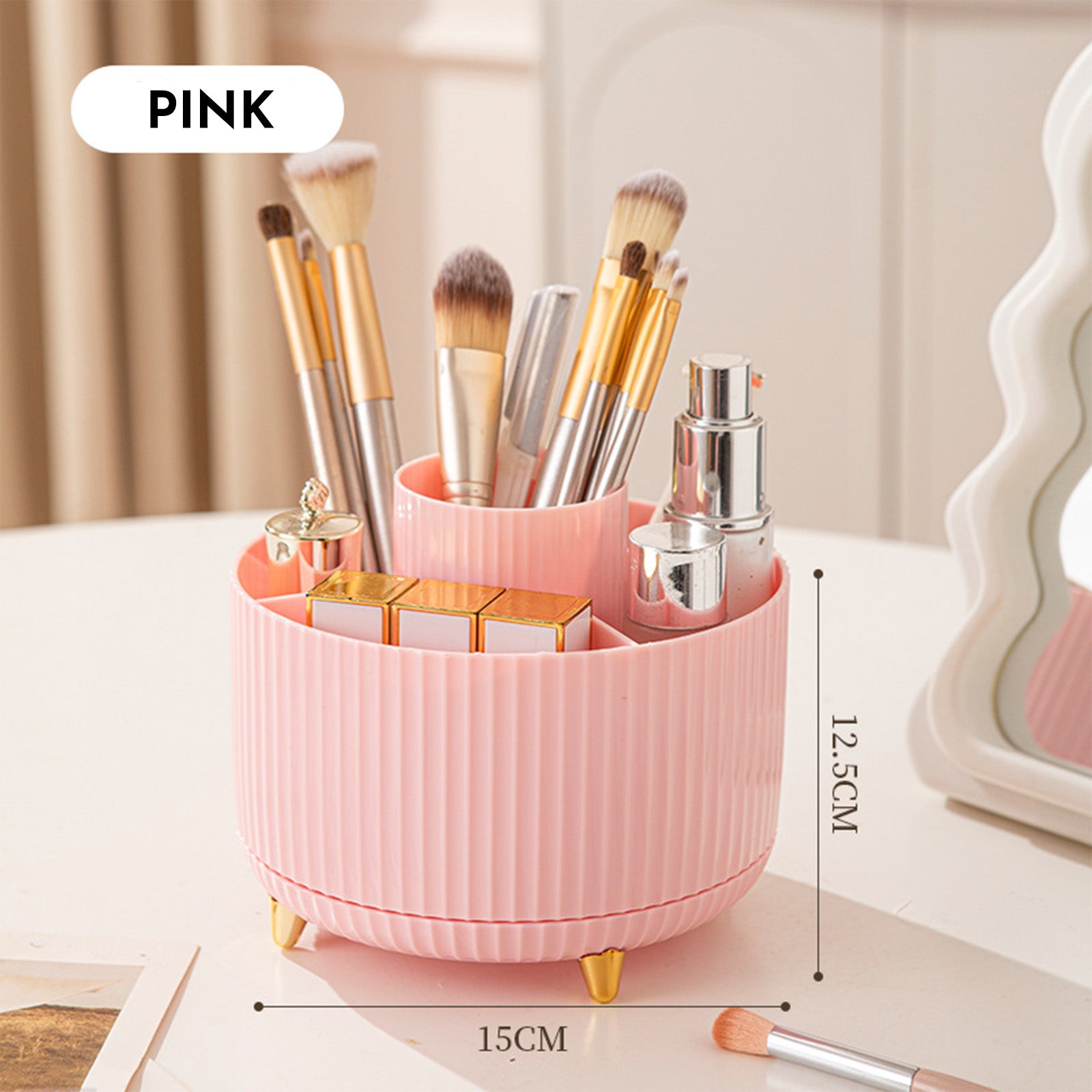 360° Beauty Organizer for Brushes, Skincare, and Cosmetic Storage